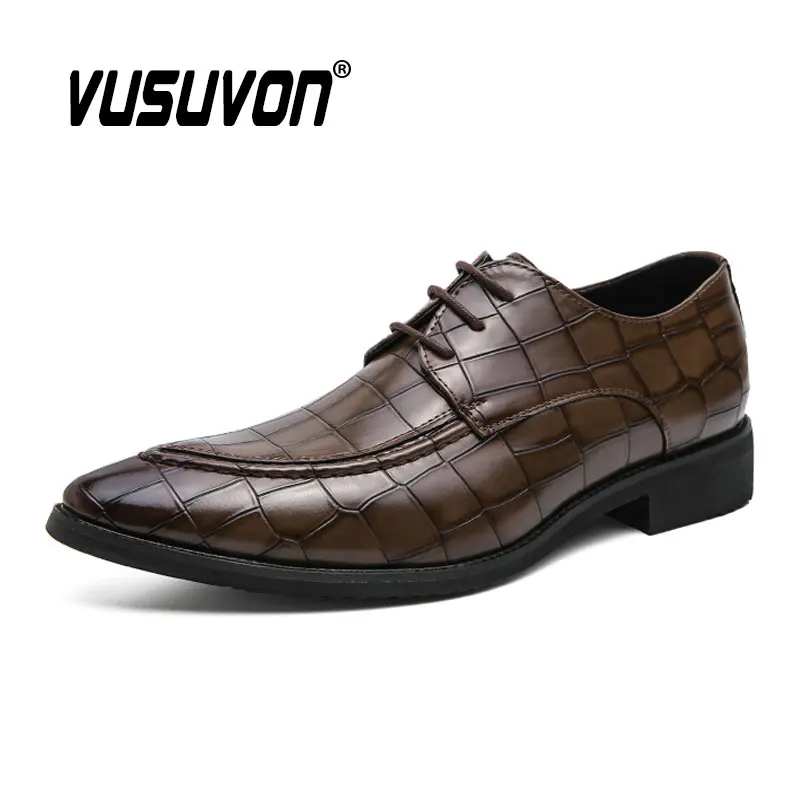 Men Derby Shoes Split Leather 38-46 Big Size Fashion Black Lace-up Oxford Flats Classic Business Formal Casual Loafers - Image 2