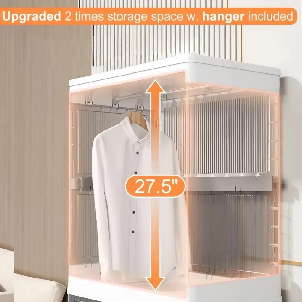 Folding Wardrobe Storage Cabinet Installation Free Movable Transparent Kids Clothing Organization Simple Foldable Closet Cabinet - Image 5