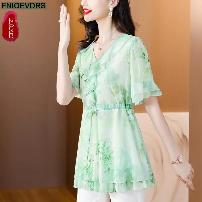 L-5XL Loose Clothes 2023 Women European Fashion Elegant Office Lady Work Ruffles Shirt Casual Tunic Peplum Tops And Blouses - Image 4
