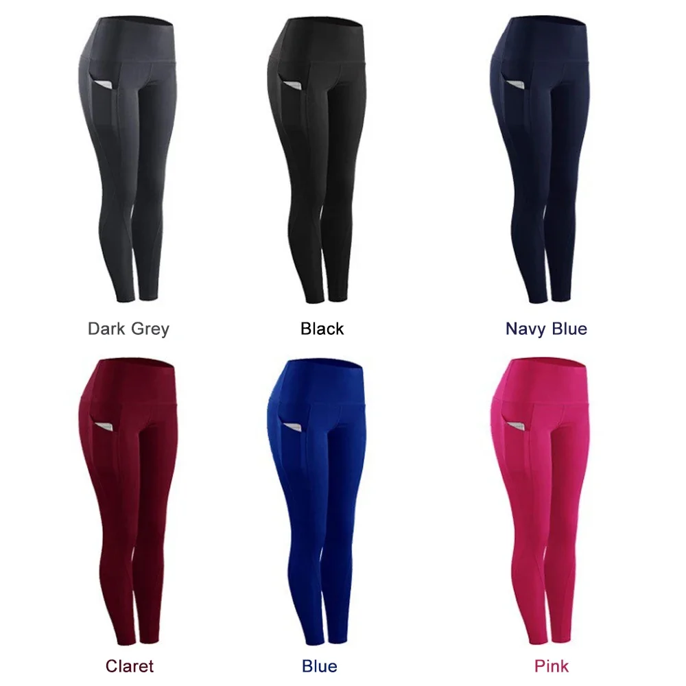 1PC Plus Size Pocket Yoga Pants Women Solid Fitness Sports Leggings High Waist Elastic Gym Tights Female Running Trousers XXXL - Image 2