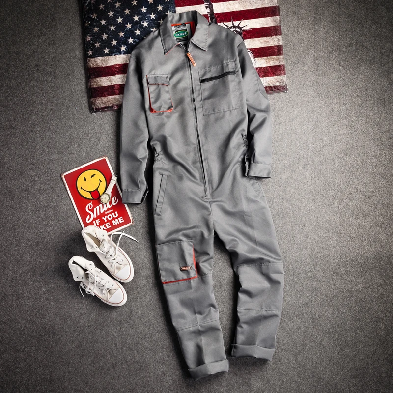 Men Long Sleeve Cargo Overalls Bib Pants Zipper Pockets Rompers Jumpsuit Fashion Labor Casual Coveralls Plus Size S-4xl - Image 4