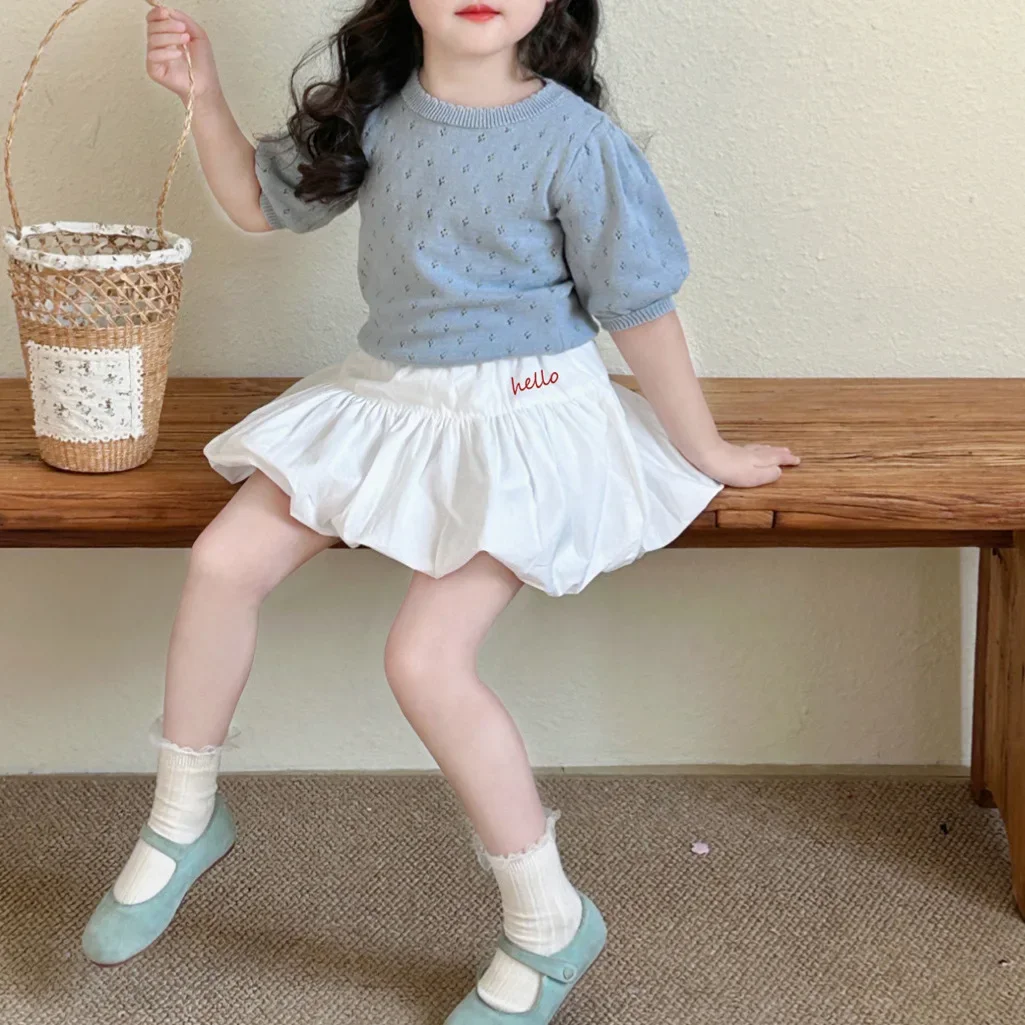 Baby Girls Skirts 2025 Spring New White Pod Skirt Korean Style Fashion Latter Embroidery Kids Girls Wear Culottes - Image 4