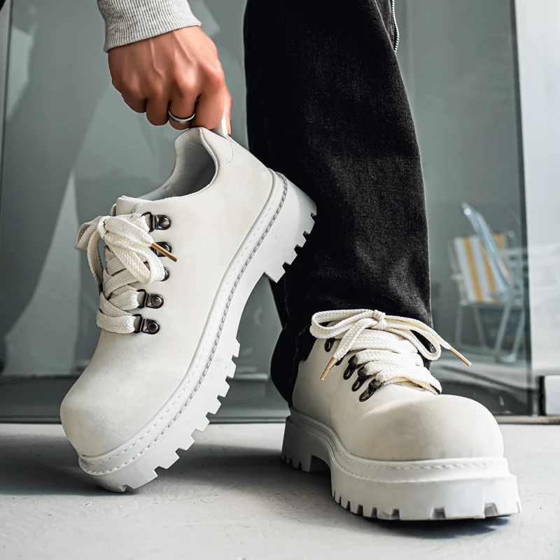 Autumn Men Platform Shoes Suede Leather Work Shoes Male Lace-up High Quality Derby Shoes Casual British Outdoor Business Oxford - Image 5