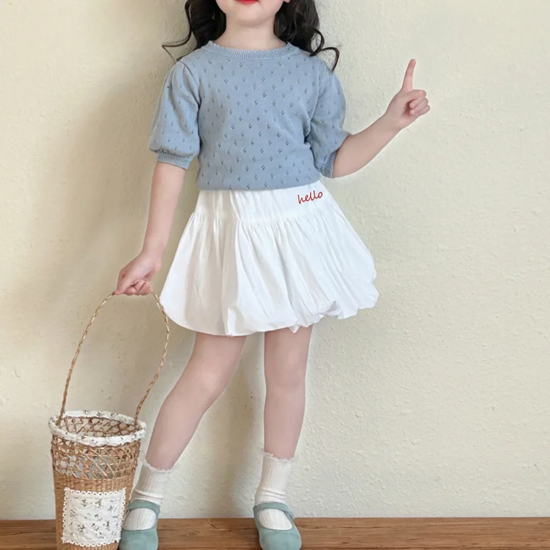 Baby Girls Skirts 2025 Spring New White Pod Skirt Korean Style Fashion Latter Embroidery Kids Girls Wear Culottes - Image 2