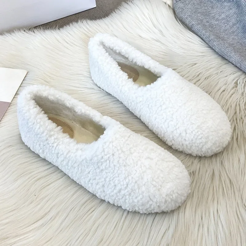 Luxury Lambwool Moccasins Femme Winter Cotton Shoe Women Warm Plush Loafers Comfy Curly Sheep Fur Flats Woman Large Size 40-43 - Image 2