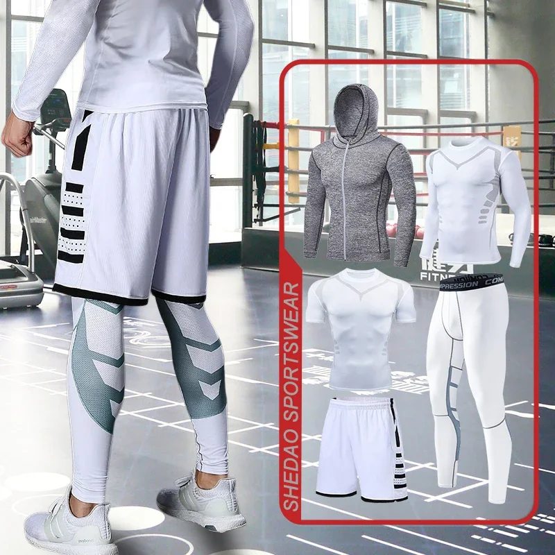 Mens Running Sports Compression Sportswear Set Gym Jogging Tight Athletic Clothes Fitness Tracksuit Suit Muscle Training Jersey - Image 6