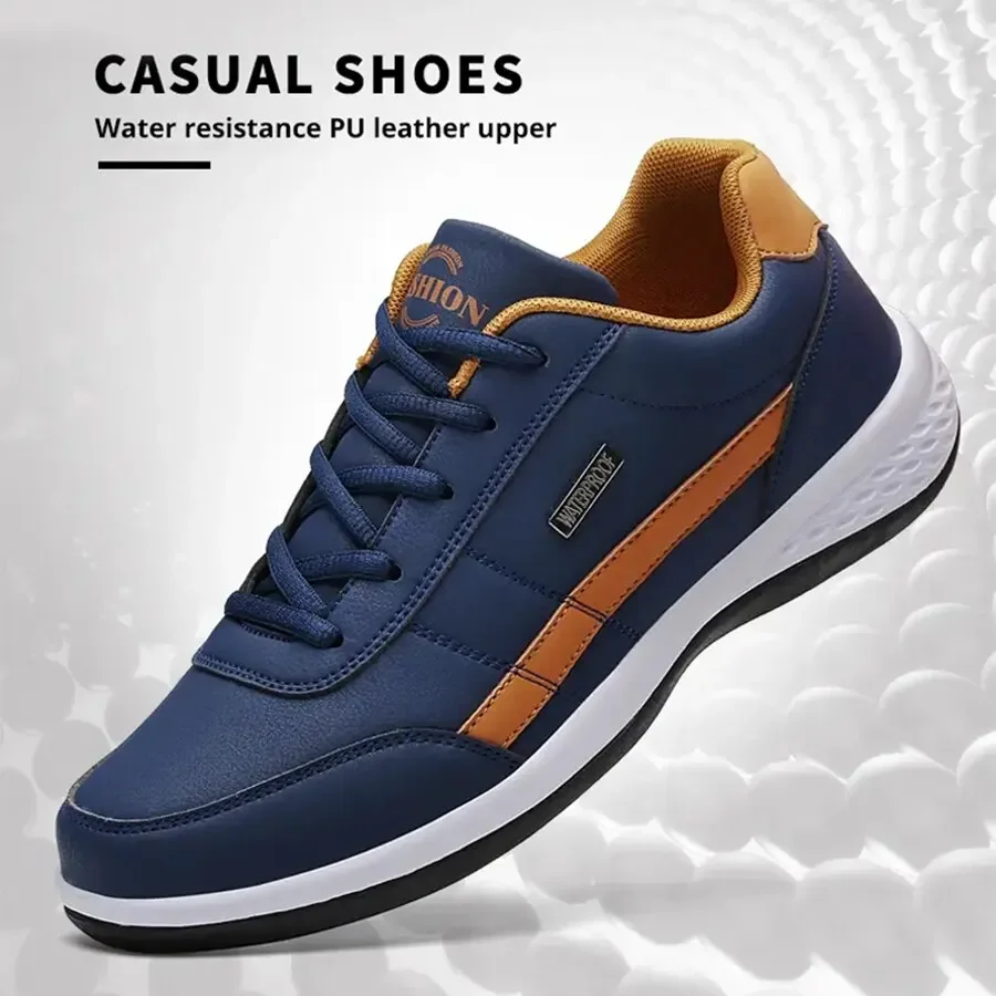 Fashion Casual Shoes Mens Outdoor Tennis Sneakers Lightweight Comfortable Lace Up PU Trainer Size Smaller Than Normals for Men - Image 2