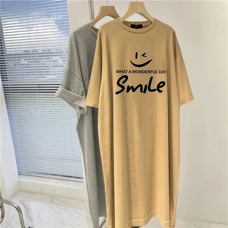 2025 New Short Sleeved Dress Women Fashion Korean Style Oversized Loose Round Neck Dress - Image 2
