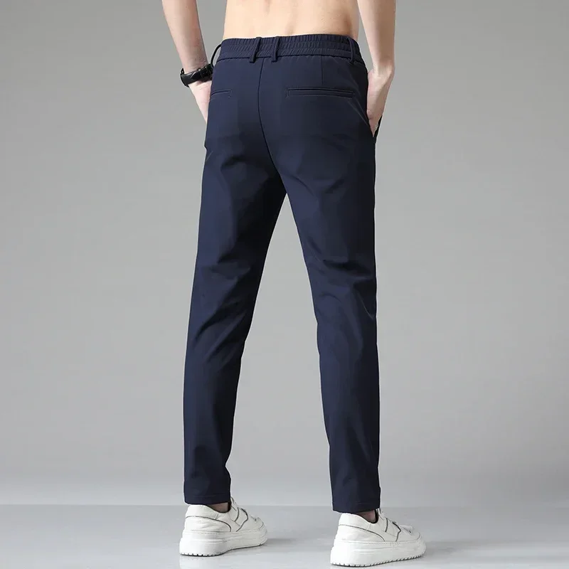 2023 Autumn Pants Mens Stretch Korean Casual Slim Fit Elastic Waist Jogger Business Classic Trousers Male Black Gray Blue 28-38 - Image 6