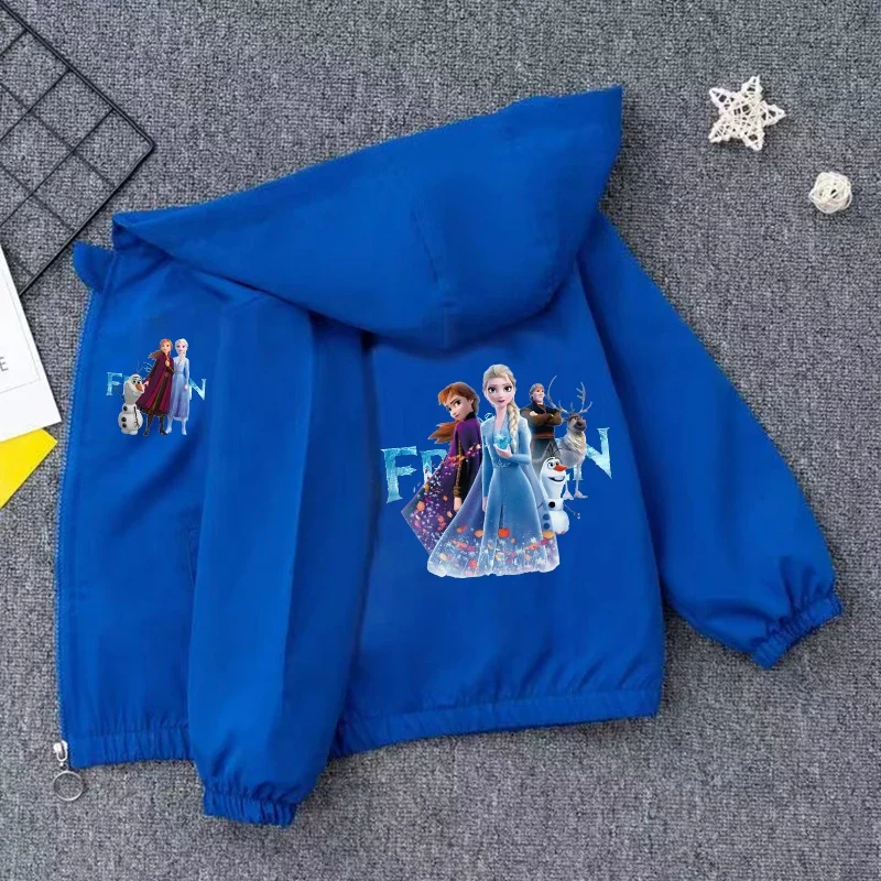 Disney Frozen Elsa Children Hoodie Jacket Coats Baby Girls Boy Cartoon Long Sleeved Zipper Windbreaker Kids Waterproof Outerwear - Image 5