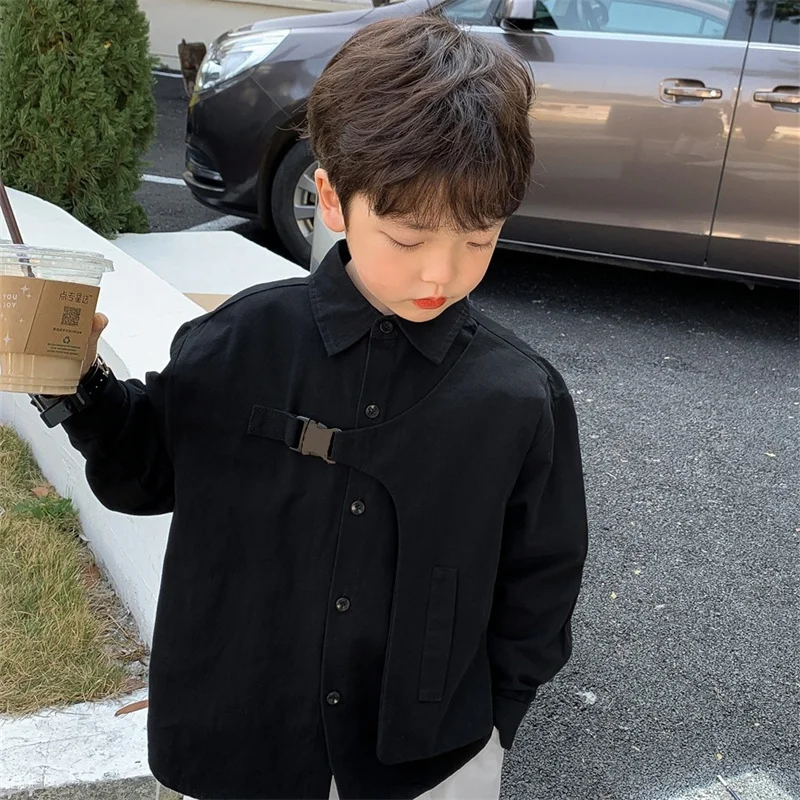 Boys Baby's Kids Blouse Jacket Outwear 2023 Black Spring Autumn Shirts Cotton Gift Plus Size Children's Clothing - Image 2