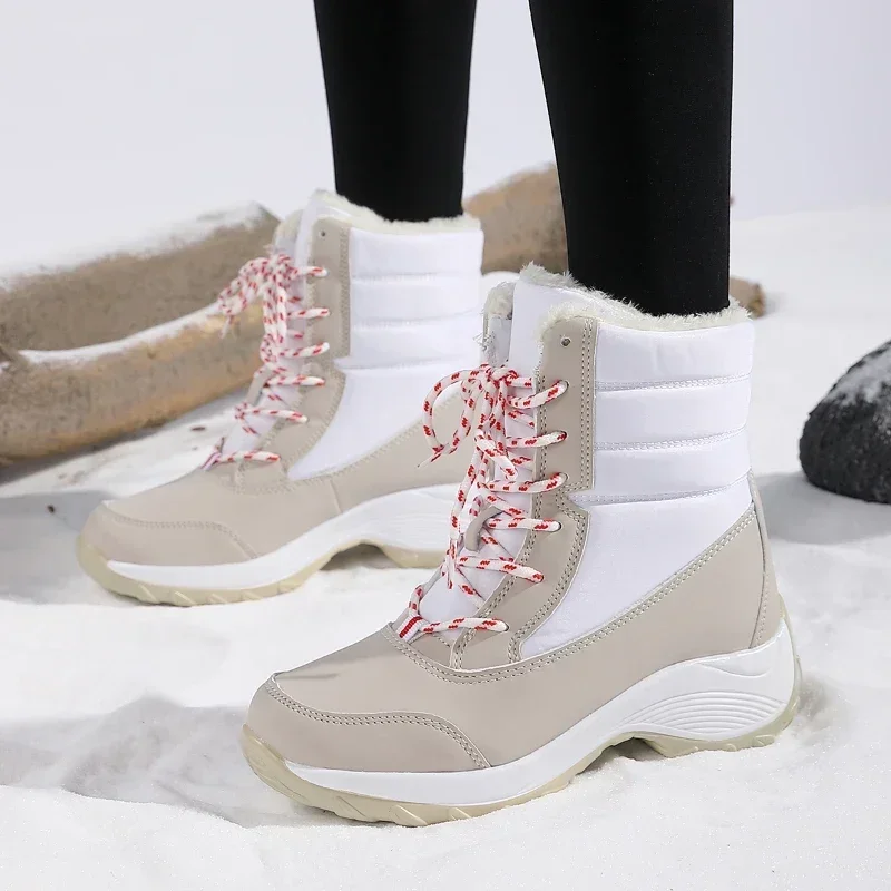 Women's Ankle Boots Winter Unisex High Top Warm Thick Soled Shoes Winter Anti Slip Waterproof Shoes 2025 New Fashion Snow Boots - Image 4