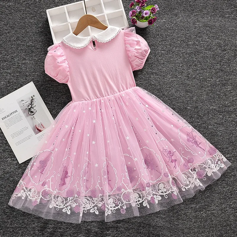 2025 New Girls Dress Short sleeve Disney Kids Clothes Summer Frozen Elsa Princess Dresses Party Dress for Children Fashion 3-10Y - Image 3