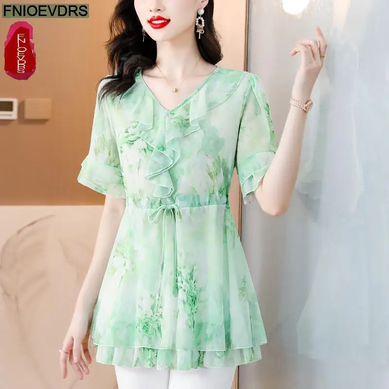 L-5XL Loose Clothes 2023 Women European Fashion Elegant Office Lady Work Ruffles Shirt Casual Tunic Peplum Tops And Blouses - Image 3