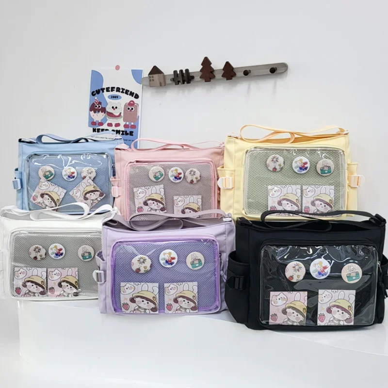 Preppy Style Candy Colour Cute Shoulder Bag Anime Expo Transparent Badge Display Messenger Bag Women Doll Itabag Crossbody Bag - Image 4