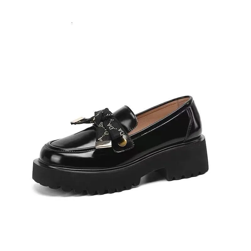 TOPHQWS British Style Women's Loafers High Quality Leather Mary Janes Shoes Retro Round Toe Lolita Platform Shoes Slip On Flats - Image 6