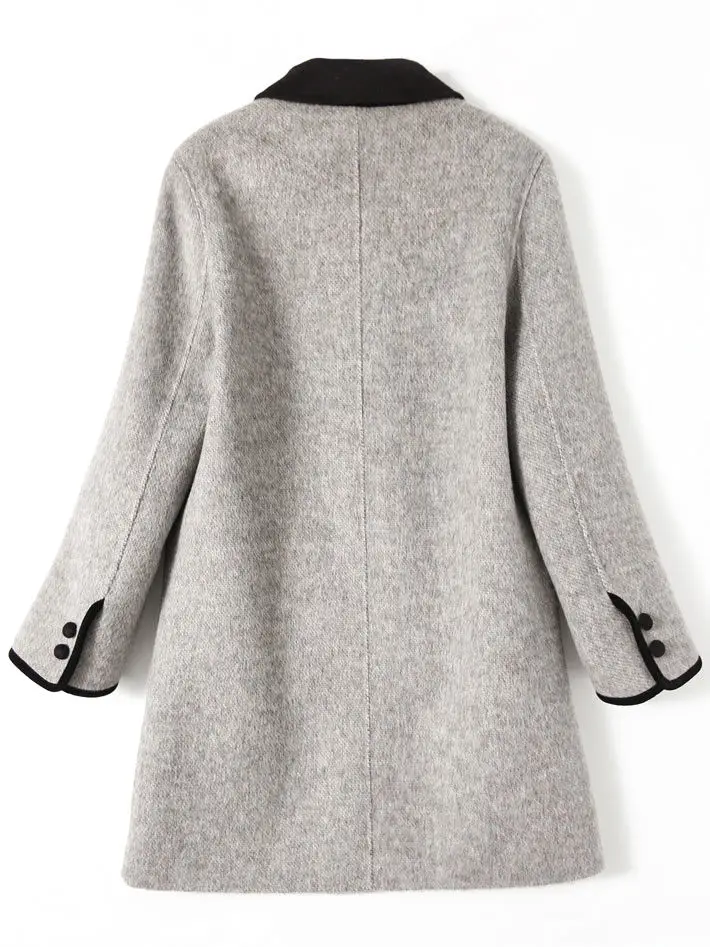 Main Mu Autumn Winter New Fashion Korean Edition Slim Casual Versatile Temperament Contrasting Color Small Collar Woolen Trench - Image 6