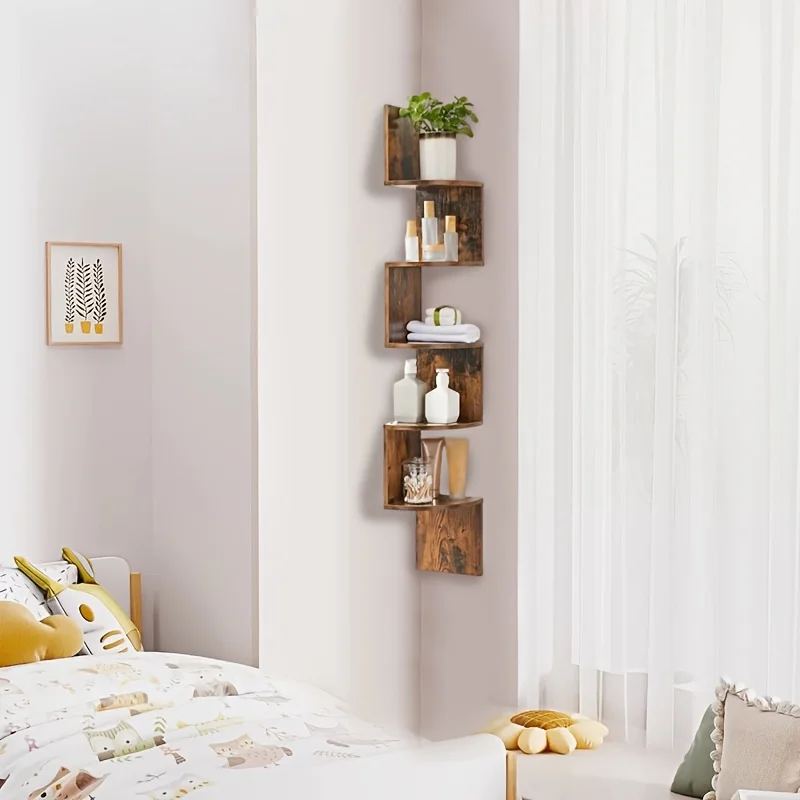 floating shelves for wall, corner shelf,, space-saving, easy installation, suitable for living room,bathroom decor,book shelf - Image 2