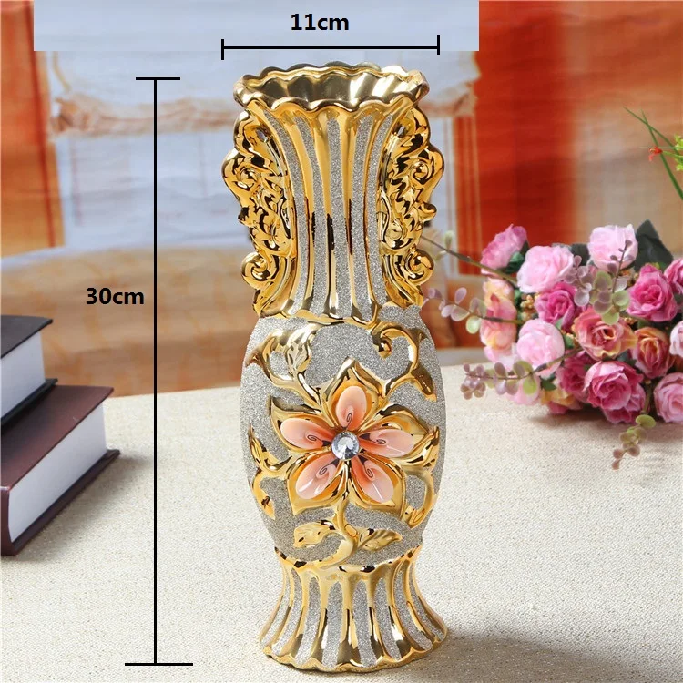 30CM Luxury Europe Gold-Plated Ceramic Vase Home Decor Creative Design Porcelain Decorative Flower Vase For Wedding Decoration - Image 5