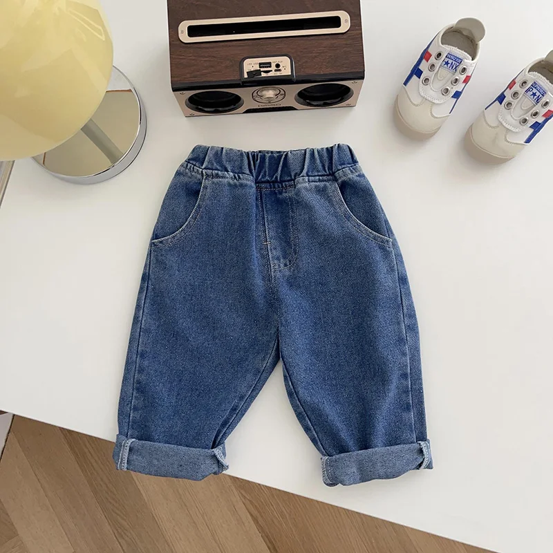 1-5 Years Autumn Kids Jeans Casual Solid Baby Boys Denim Pants Soft Girls Fashion Trousers - Image 5