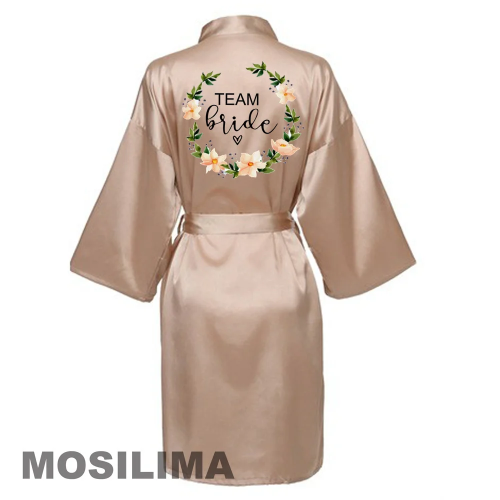 Wedding Party Team Bride Robe Kimono Satin Pajamas Bridesmaid Bathrobe SP073 - Image 4