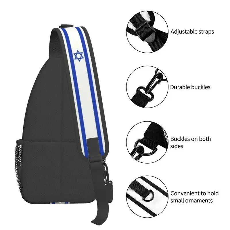 Fashion Israel Stripe Flag Sling Bags for Travel Hiking Men Patriotic Chest Crossbody Backpack Shoulder Daypack - Image 5