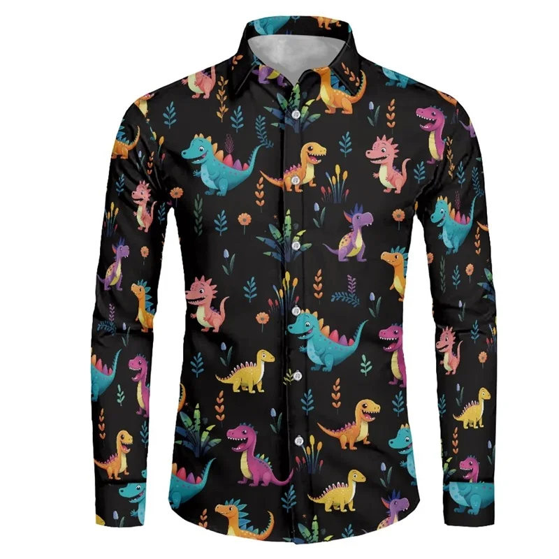 New 2024 Men's Long Sleeve Button-Down Shirt 3D Printed Floral Mushroom Cool Pattern Athleisure Fashion Comfortable Top Mens - Image 3