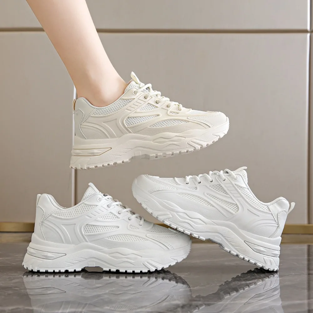 2024 New Casual Round Toe Cross Strap Mesh Women Shoes Summer Fashion Increased Breathable Comfortable Women Sneakers - Image 2