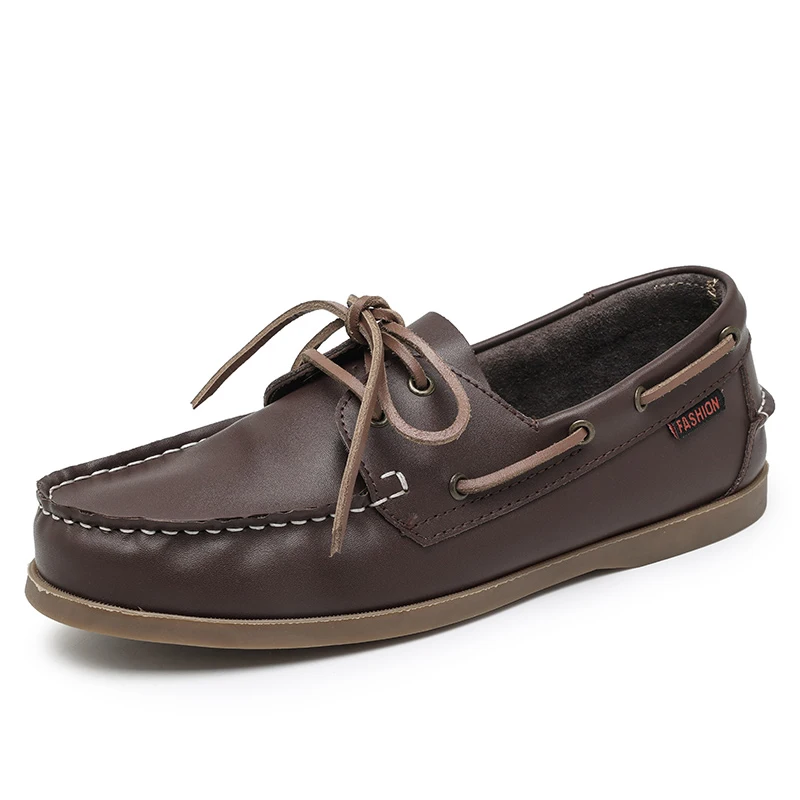 Men’s Leather Boat Shoes Casual Slip-On Loafers Anti-Skid Comfortable Shoes - Image 2