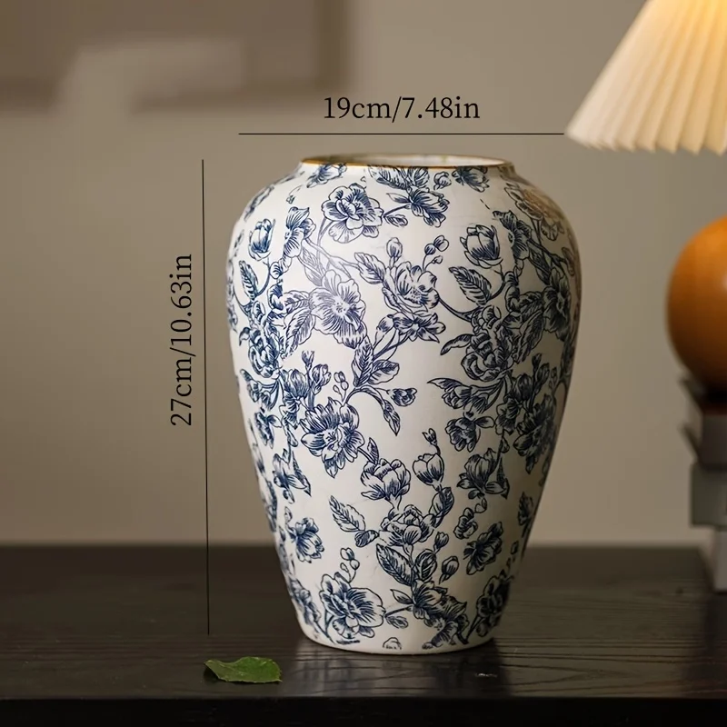 Vintage Handcrafted Ceramic Vase, Traditional Chinese Blue White Cylinder Flower Vase, Exquisite Home, Dining Table Decor - Image 5