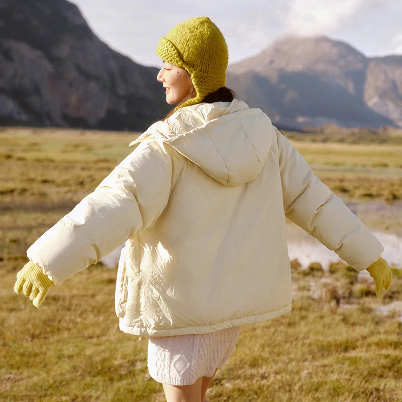 Semir Down Jacket Women Textured Solid Color Simple and Warm 2024 New Winter Oversize Hooded Outerwear Casual - Image 6