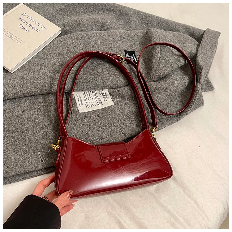 Light Luxury High-end Patent Leather Ladies Shoulder Bag 2025 New PU Leather Women Tote Bag Underarm Handbag Crossbody Purse - Image 3