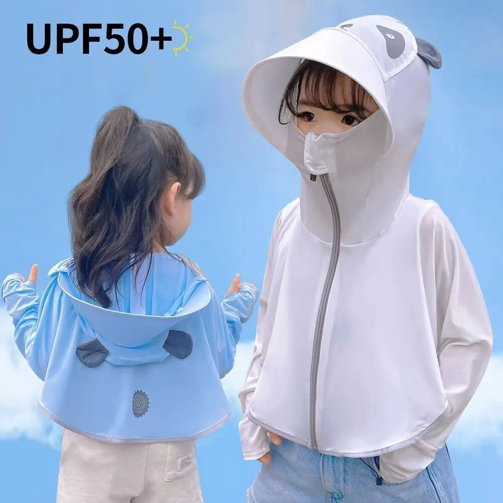 Children Ice Silk Sunscreen Clothing with Large Brim Shawl Anti-Uv Skin Coat Boy Girls Parent-Child Sun Protective Hiking Jacket - Image 6