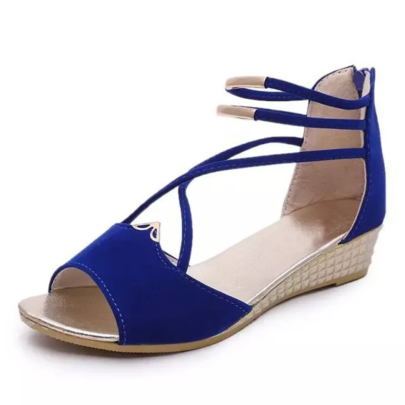 Peep toe Sandals Women Summer Shoes Women Wedges Sandals Fashion Summer Ladies Wedge Shoes Woman Sandal Black Red Blue A679 - Image 4