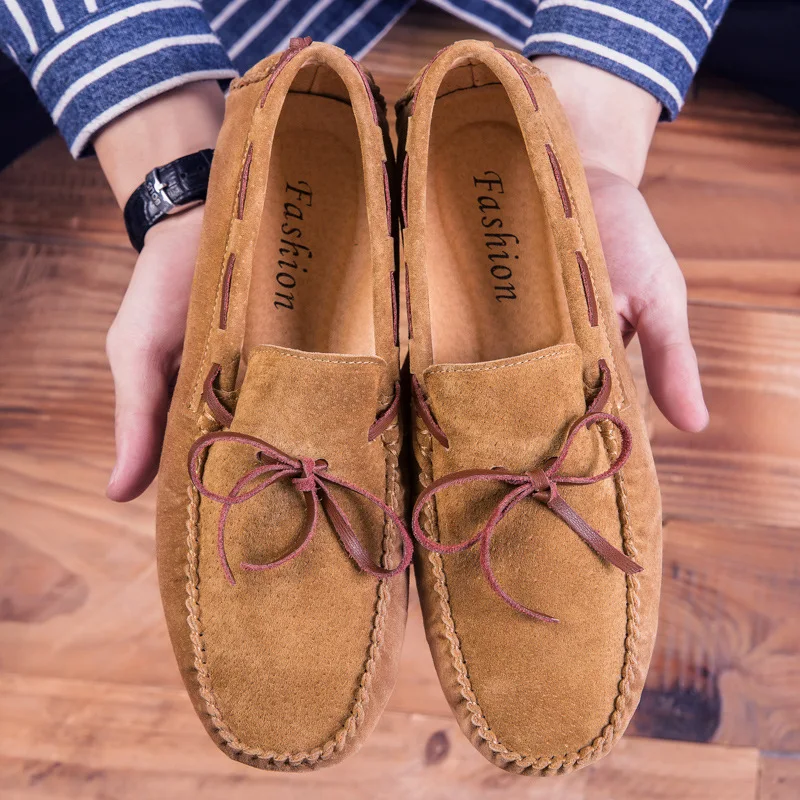 Designer Suede Leather Men Boat Shoes Comfortable Soft Mens Loafers Moccasins Italian Fashion Driving Shoes Big Size 38-47 - Image 5