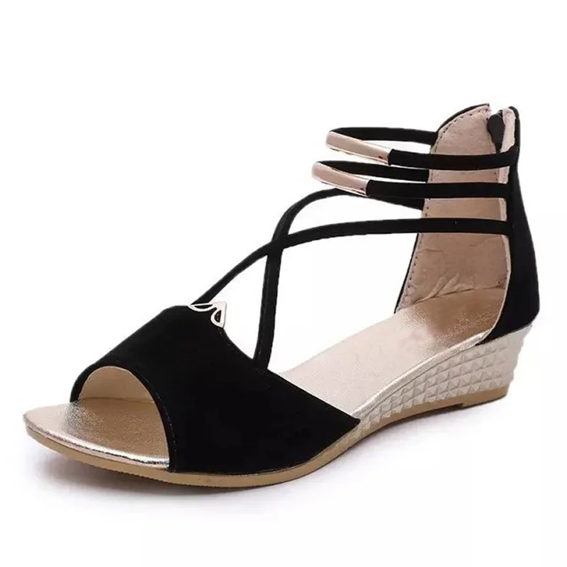 Peep toe Sandals Women Summer Shoes Women Wedges Sandals Fashion Summer Ladies Wedge Shoes Woman Sandal Black Red Blue A679 - Image 3