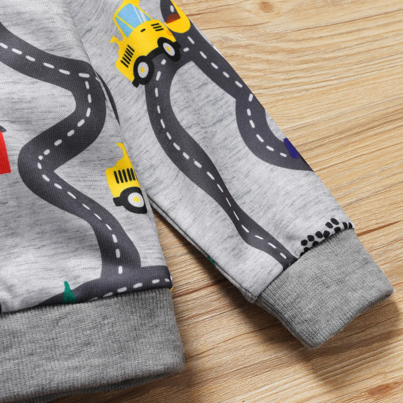 PatPat Toddler Boy Road Vehicle Print Hoodie Sweatshirt - Image 4