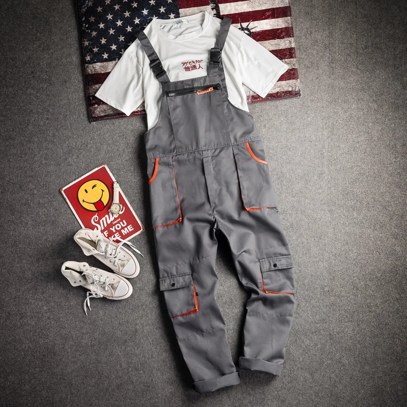 Bib Overall Casual Worker Clothing Plus Size Sleeveless Bib Pants Protective Coverall Strap Jumpsuits Fly Pockets Uniforms S-4XL - Image 4