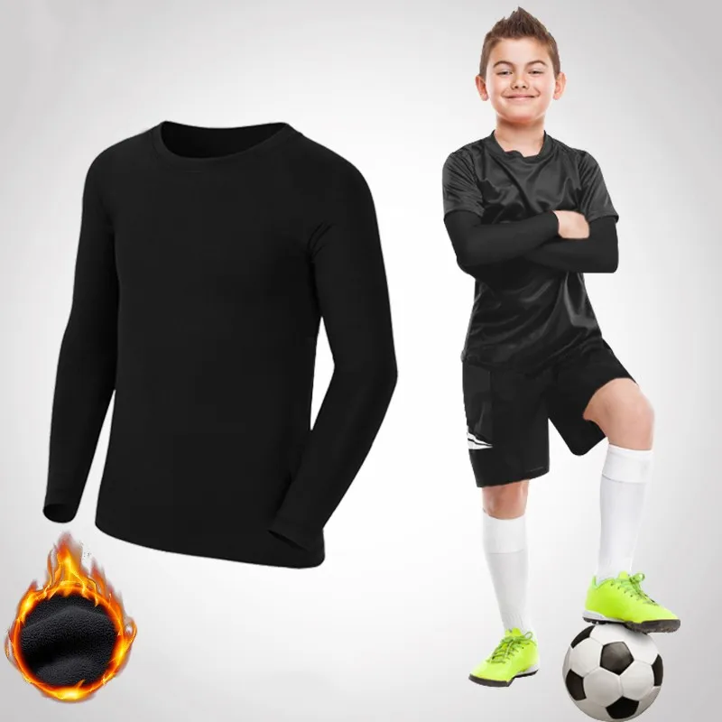 Kids Children Boy Girl Compression Running Long T Shirt Fitness Sport Basketball Football Gym Sportswear Thermal Soccer Clothes - Image 4