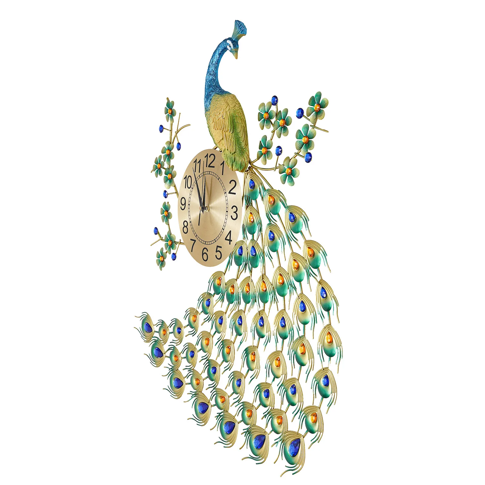 Luxury Peacock Wall Clock Metal Watch Living Room Art Decor Modern Wall Clock - Image 5