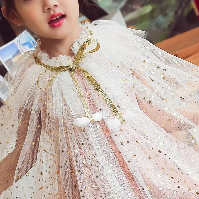Christmas Halloween Girls Cloak Outerwear One Size Sequins Shawl Kids Coat for Birthday Party Beach Rainbow Princess Costume - Image 6