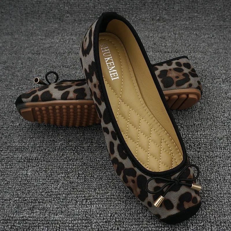 New Spring Summer Shoes Women Ballet Flats Sweet Flat Bowknot Laides Brand Shoes Big Size 42 Leopard DX295 - Image 3