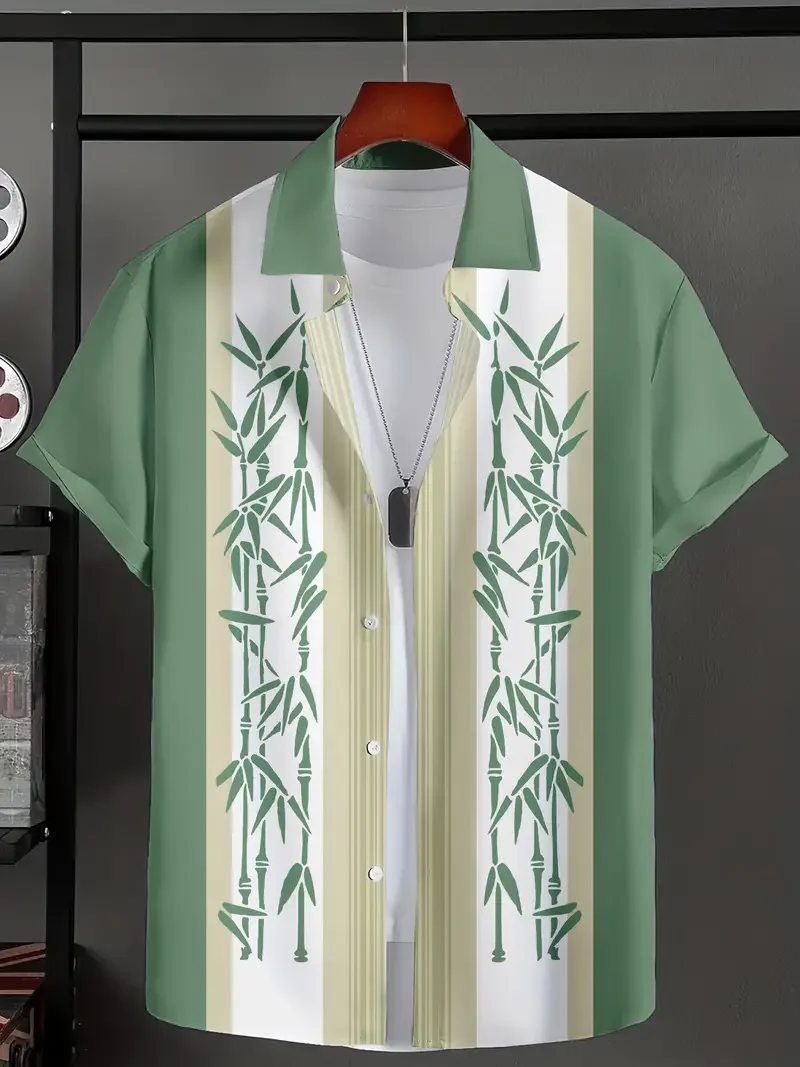 Hawaiian Shirt Summer Crisp Simple Everyday Men's And Women's Lapel Button-down Top Oversized Cool Casual Cloting - Image 2
