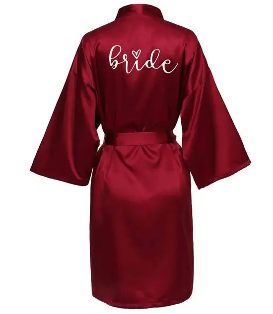 Wedding Party Team Bride Robe With Black Letters Kimono Satin Pajamas Bridesmaid Bathrobe SP063 - Image 6