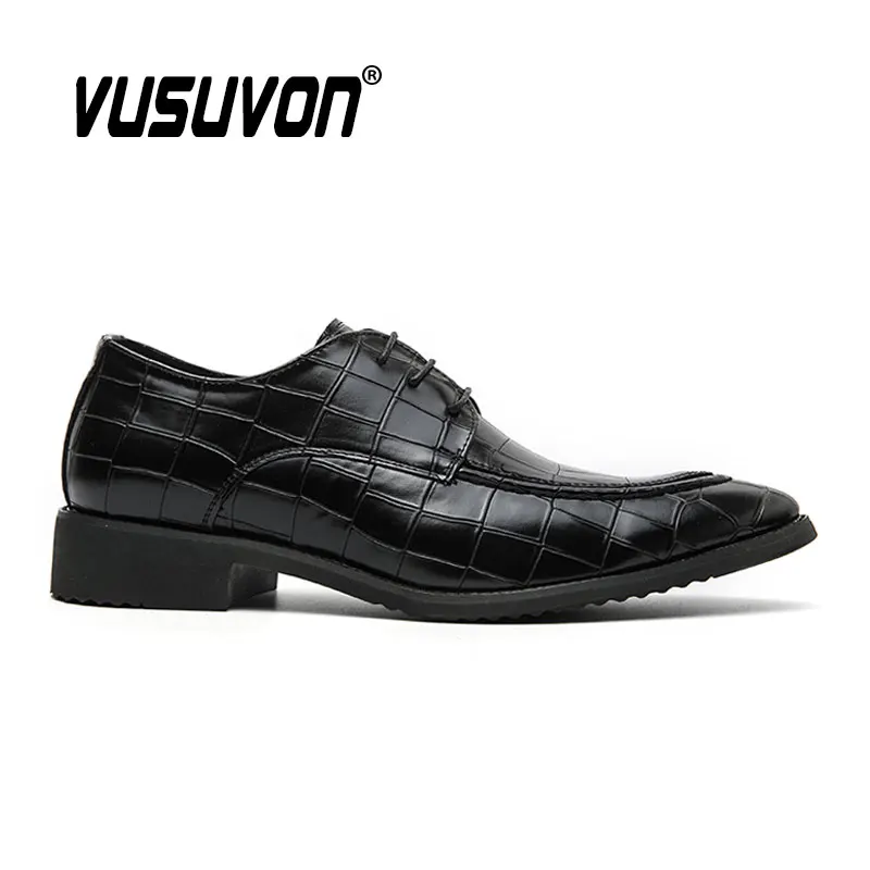 Men Derby Shoes Split Leather 38-46 Big Size Fashion Black Lace-up Oxford Flats Classic Business Formal Casual Loafers - Image 3