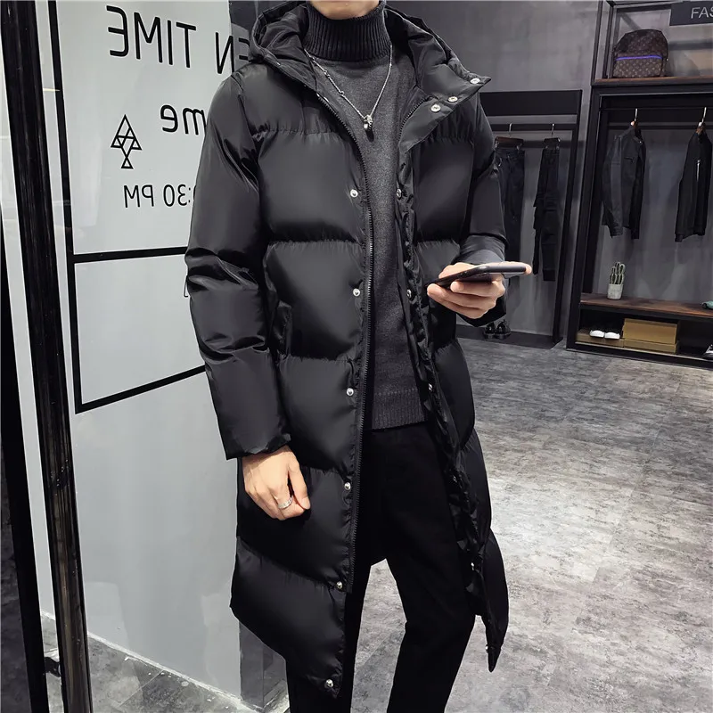 Men's Winter Large 5XL Jacket Mid Length Down Cotton Coat 2024 Fashion Brand Clothing Hooded High Quality Windproof Casual Parka - Image 6