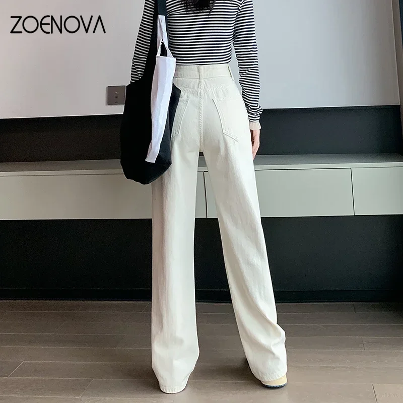 ZOENOVA High Waisted Jeans Y2K Fashion Women Clothing Blue Black Straight Leg Denim Pants Trousers Mom Jean Baggy Trousers Tall - Image 4
