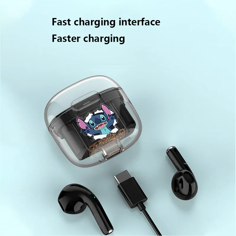 Disney Stitch Transparent charging Wireless Bluetooth Earbuds HiFi Sound HD Call Headsets Smart Touch Low Latency Long Endurance - Image 6
