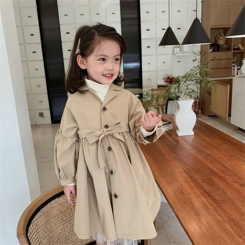 Fashion Children Windbreaker 2023 Spring Autumn Korean Trench Kids Girls Khaki Trench Coat Outerwear Princess Outer Clothing - Image 2