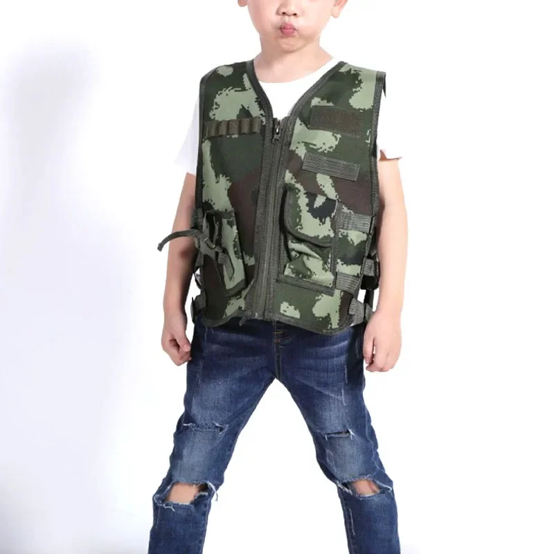 Army Fans Outdoor Children Vest Tactical Boy Girl Camouflage CS Game Vest Kids Hunting Cosplay Fishing CS Game Clothing - Image 3